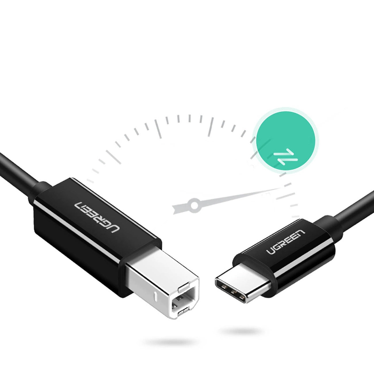 Kabel za pisač UGREEN US241, USB-C - USB-B, 2m, Crni