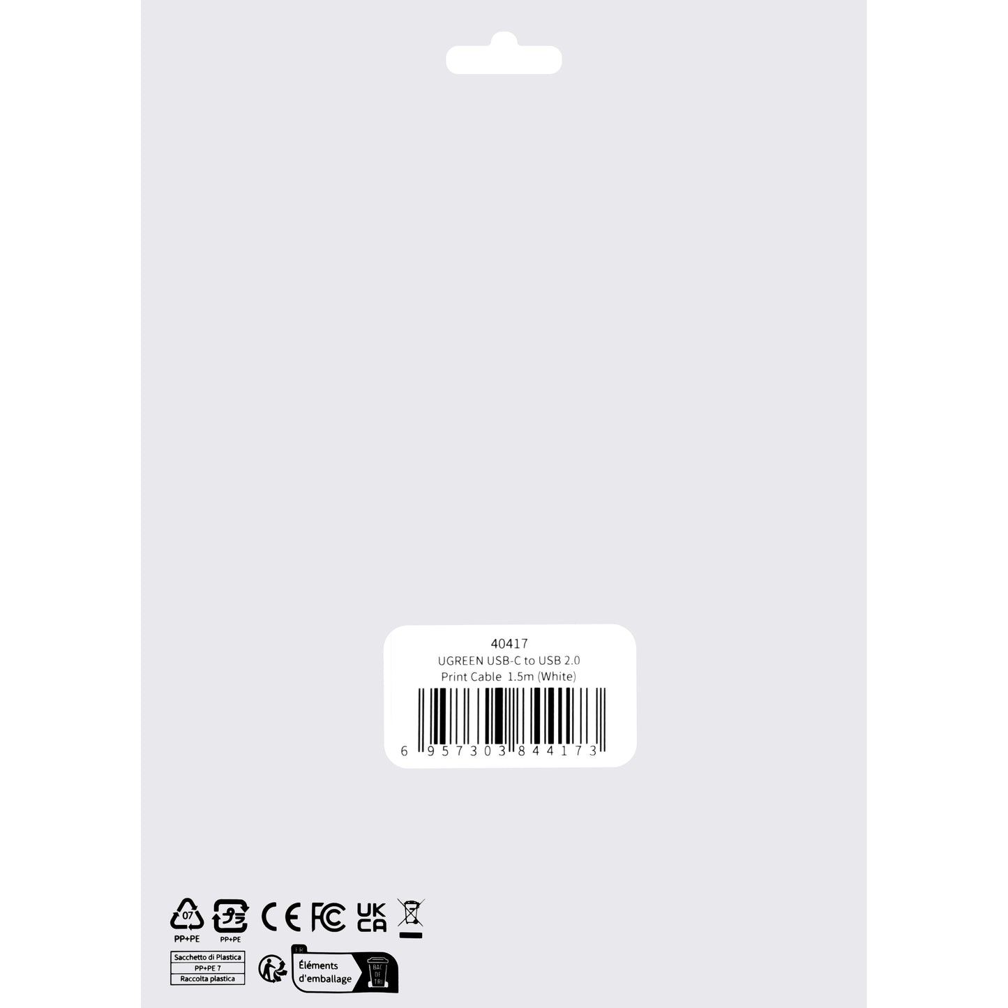 Printer kabel UGREEN US241, USB-C - USB-B, 1.5m, Bijeli