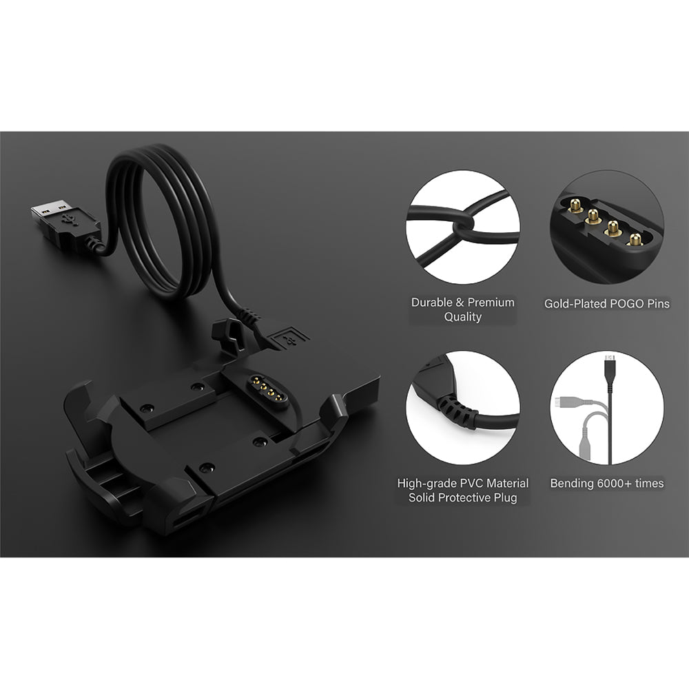 Kabel za punjenje Techsuit TGC5 za Garmin Fenix 3 Sapphire / 3 HR / 3, USB-A, Crni