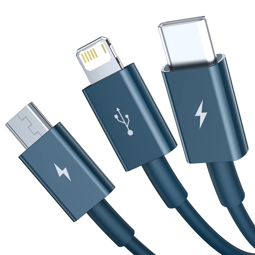 Kabel za punjenje USB-A - Lightning / microUSB / USB-C Baseus Superior 3u1 serija, 20W, 1.5m, plavi CAMLTYS-03