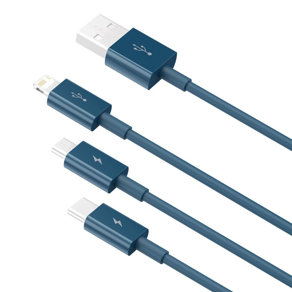 Kabel za punjenje USB-A - Lightning / microUSB / USB-C Baseus Superior 3u1 serija, 20W, 1.5m, plavi CAMLTYS-03