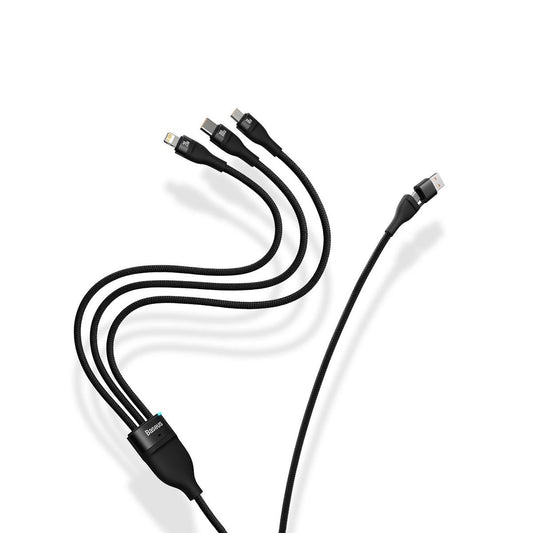 Kabel za punjenje USB-A / USB-C - Lightning / microUSB / USB-C Baseus Flash Series II 3u1, 100W, 1.2m, Crni CASS030101