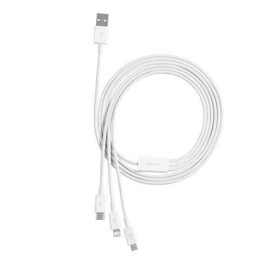 Kabel za punjenje USB-A - Lightning / microUSB / USB-C Baseus Superior 3u1 serija, 20W, 0.5m, Bijeli