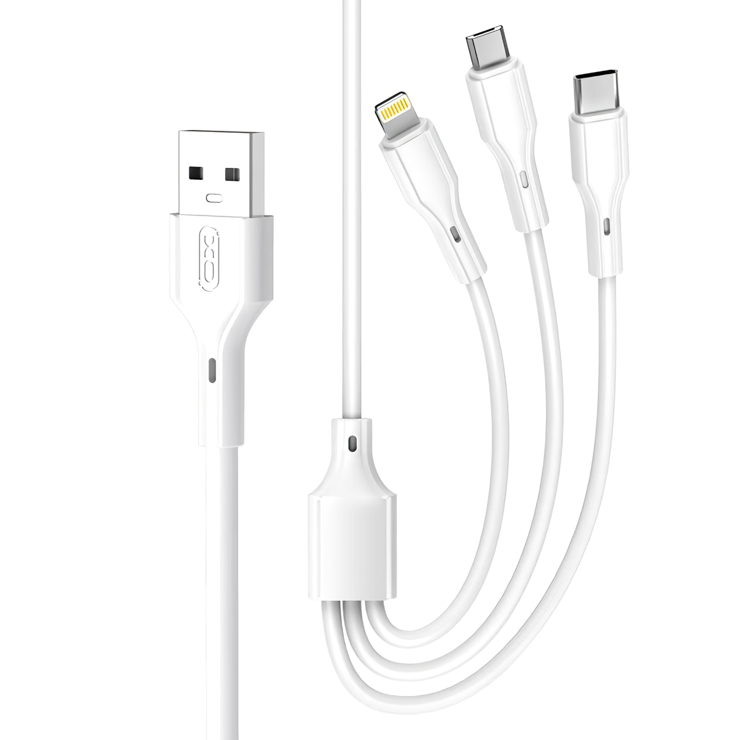 Kabel za punjenje USB-A - Lightning / microUSB / USB-C XO Design NB230 3u1, 20W, 1m, Bijeli