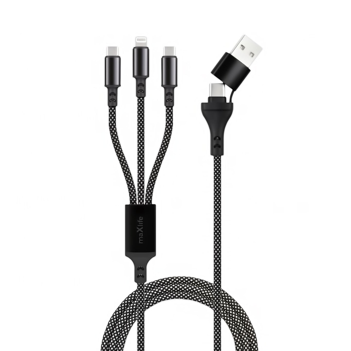 Kabel za punjenje USB-A / USB-C - Lightning / USB-C MaXlife 3u1, 66W, 1m, Crni