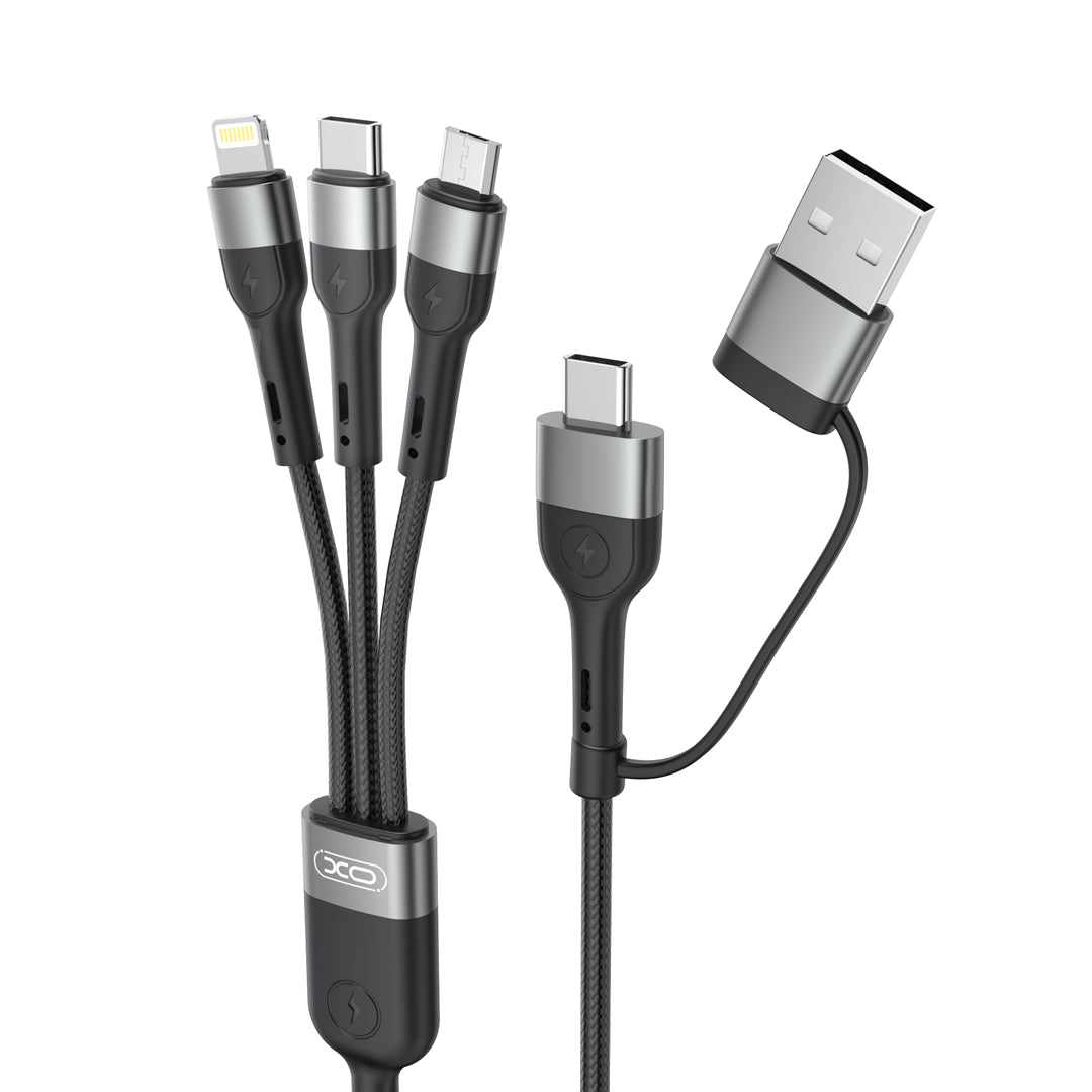 Kabel za punjenje USB-A / USB-C - Lightning / microUSB / USB-C XO Design NB254 3u1, 60W, 1.2m, Crni