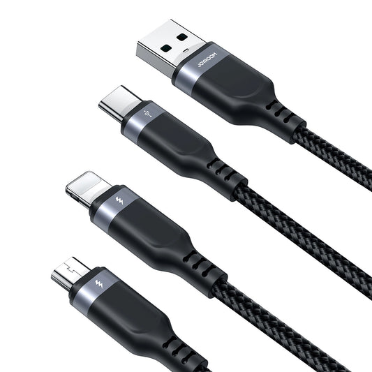 Kabel za punjenje USB-A - Lightning / microUSB / USB-C Joyroom S-A18 3u1, 20W, 1.2m, Crni