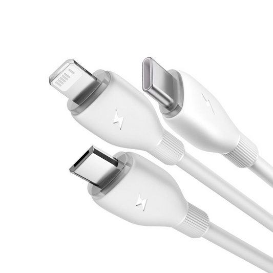 USB-A kabel za punjenje - Lightning / microUSB / USB-C Baseus Ultra Fast 3in1, 18W, 1.3m, Bijela P10376303211-00