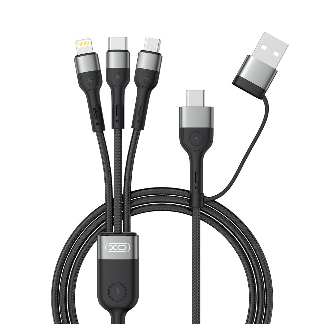 Kabel za punjenje USB-A / USB-C - Lightning / microUSB / USB-C XO Design NB254 3u1, 60W, 1.2m, Crni