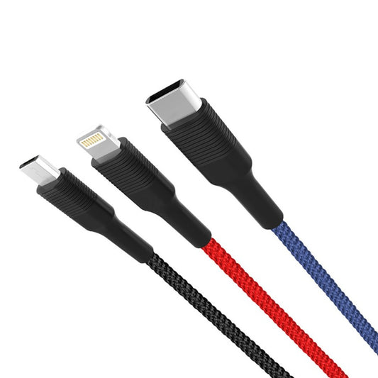 Kabel za punjenje USB-A - Lightning / microUSB / USB-C XO Design NB54, 18W, 1.2m, Višebojan