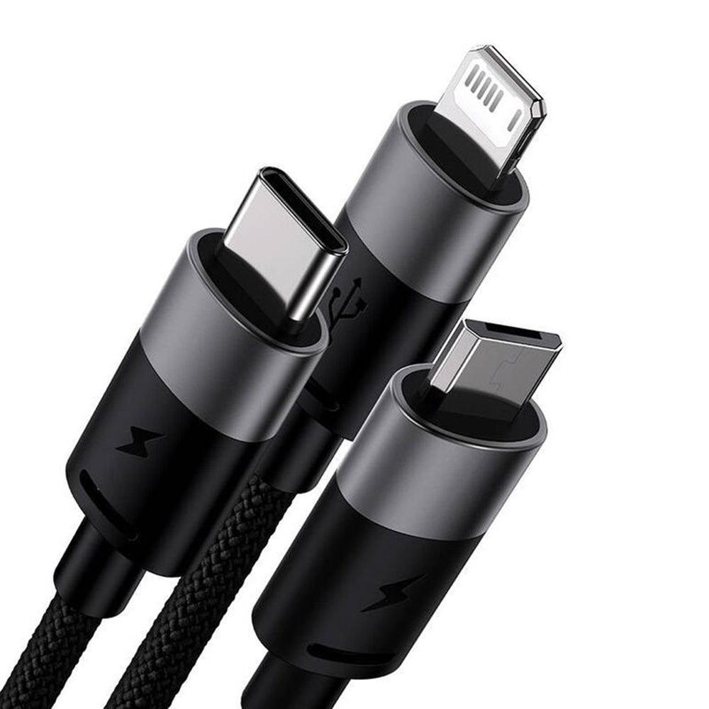 Kabel za punjenje USB-A - Lightning / microUSB / USB-C Baseus StarSpeed 3in1, 100W, 1.5m, Crni P10319900111-01