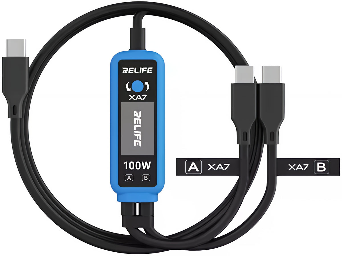 USB-C kabel za punjenje - 2 x USB-C Relife XA7 zaslon, 100W, 1,33m, crna