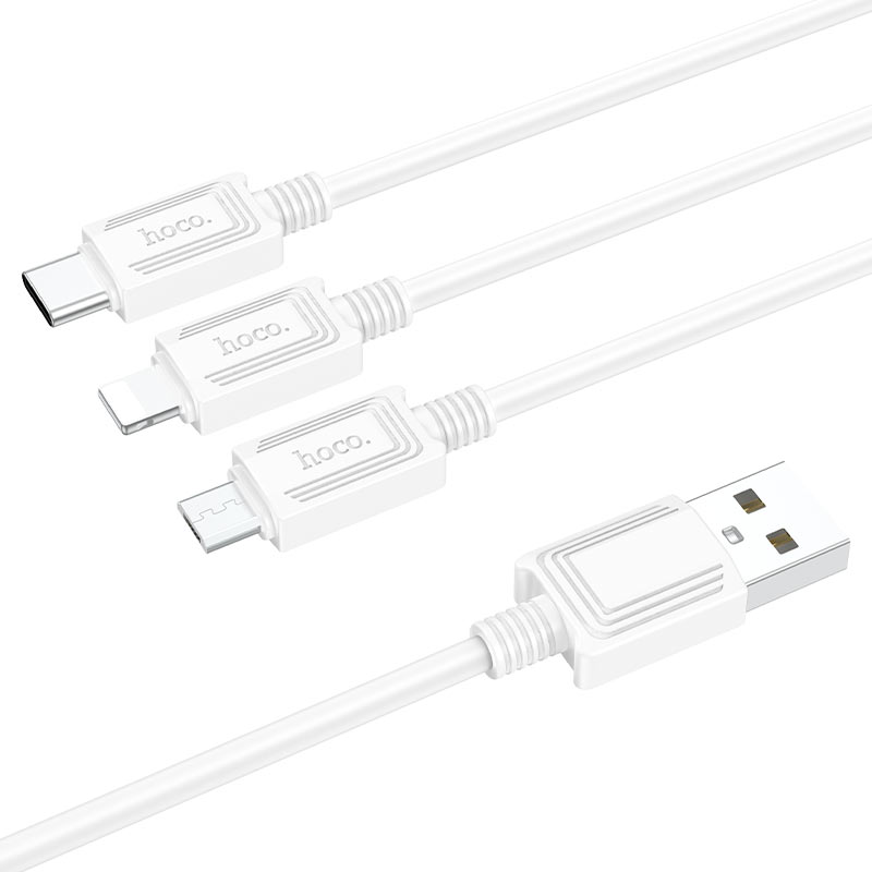 Kabel za punjenje USB-A - Lightning / microUSB / USB-C HOCO X74 3u1, 18W, 1m, Bijeli
