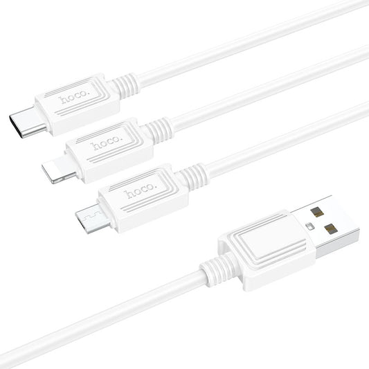 Kabel za punjenje USB-A - Lightning / microUSB / USB-C HOCO X74 3u1, 18W, 1m, Bijeli