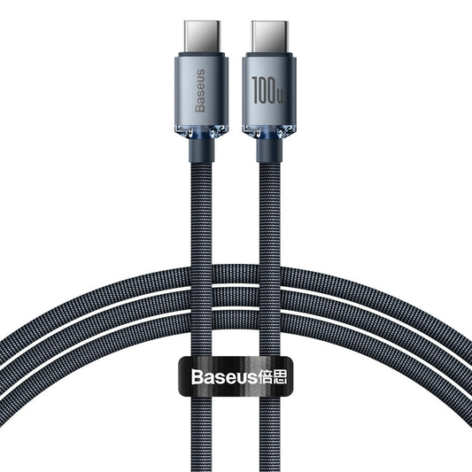 Kabel za Prijenos Podataka i Punjenje USB-C - USB-C Baseus Crystal Shine Series, 100W, 1.2m, Crni CAJY000601