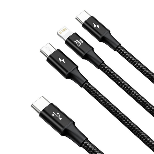 Kabel za punjenje USB-C - Lightning / microUSB / USB-C Baseus Rapid 3u1, 20W, 1.5m, Crni CAMLT-SC01