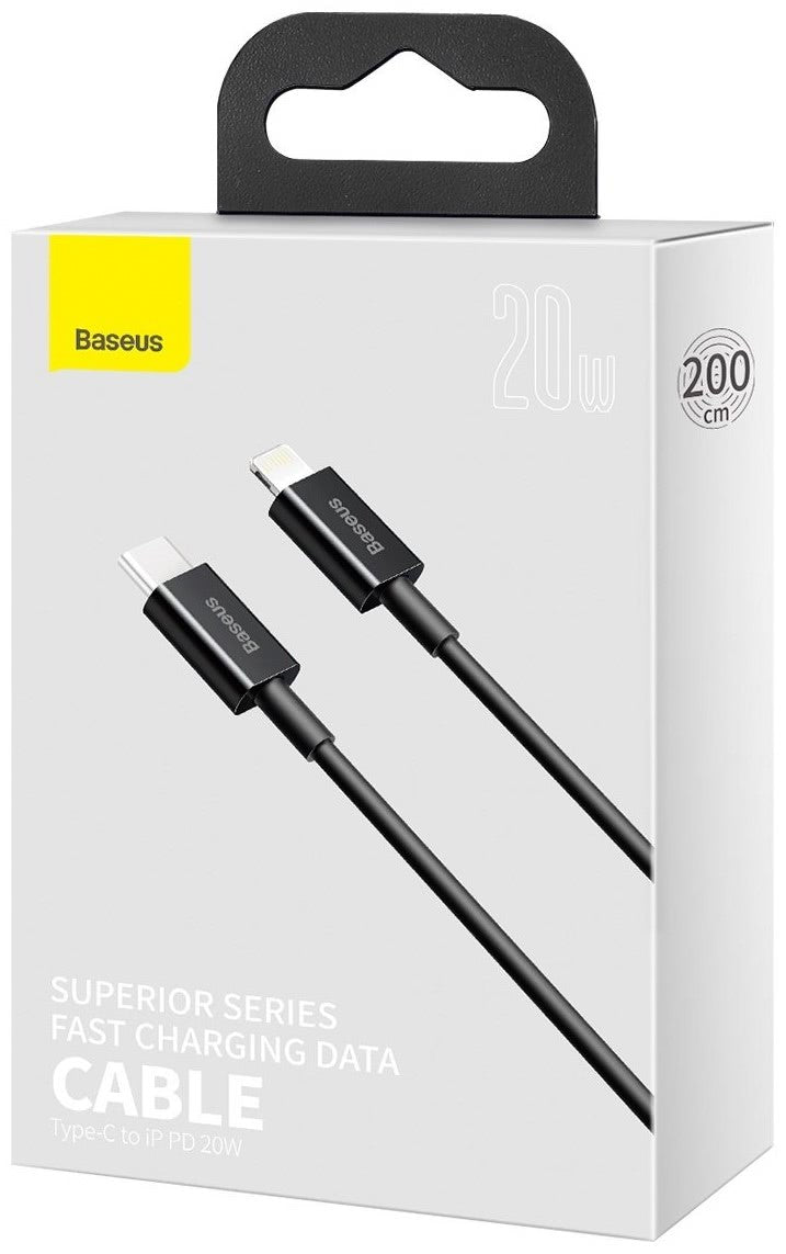 Kabel za Prijenos Podataka i Punjenje USB-C - Lightning Baseus Superior Series, 20W, 2m, Crni CATLYS-C01