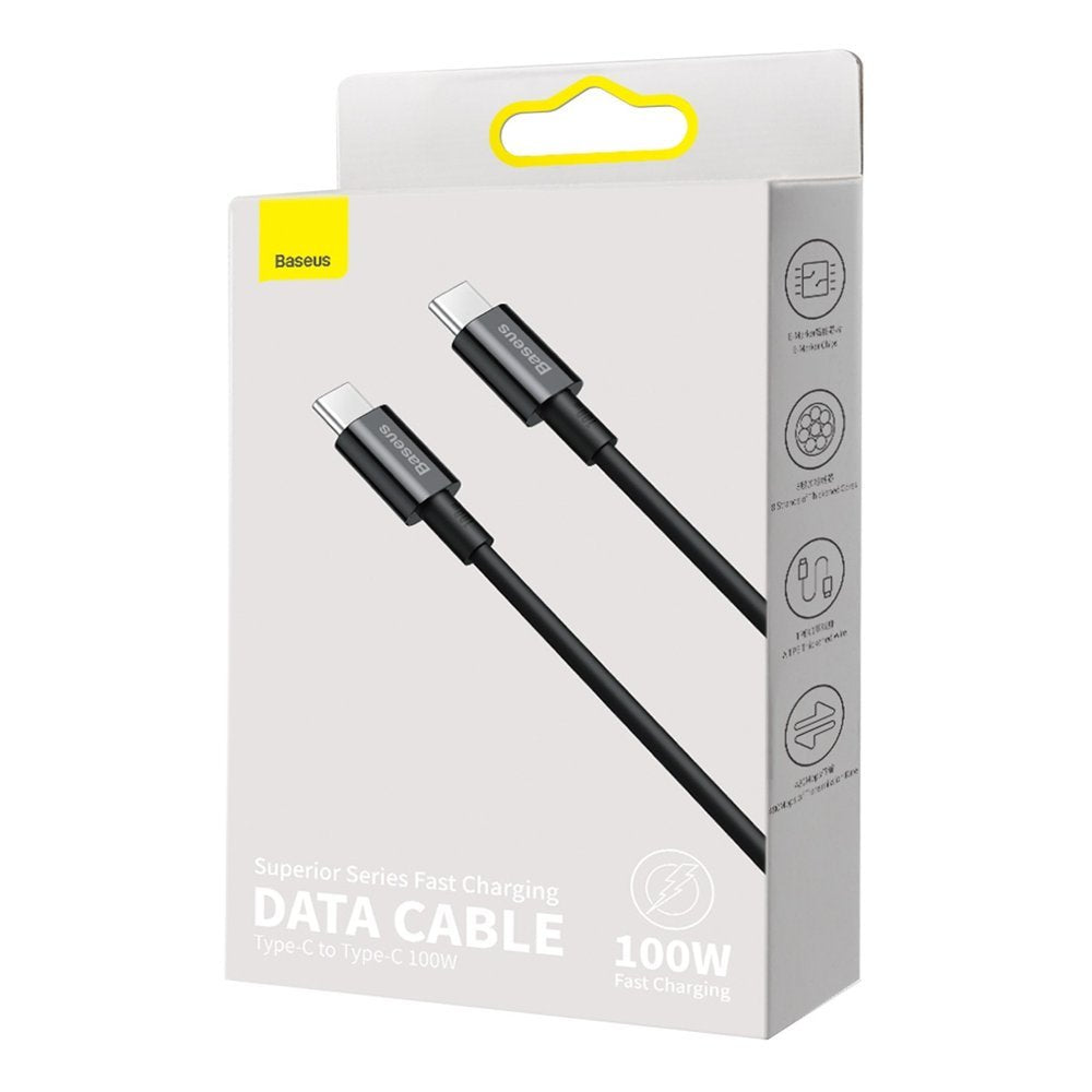 Kabel za prijenos podataka i punjenje USB-C - USB-C Baseus Superior Series, 100W, 2m, Crni CATYS-C01