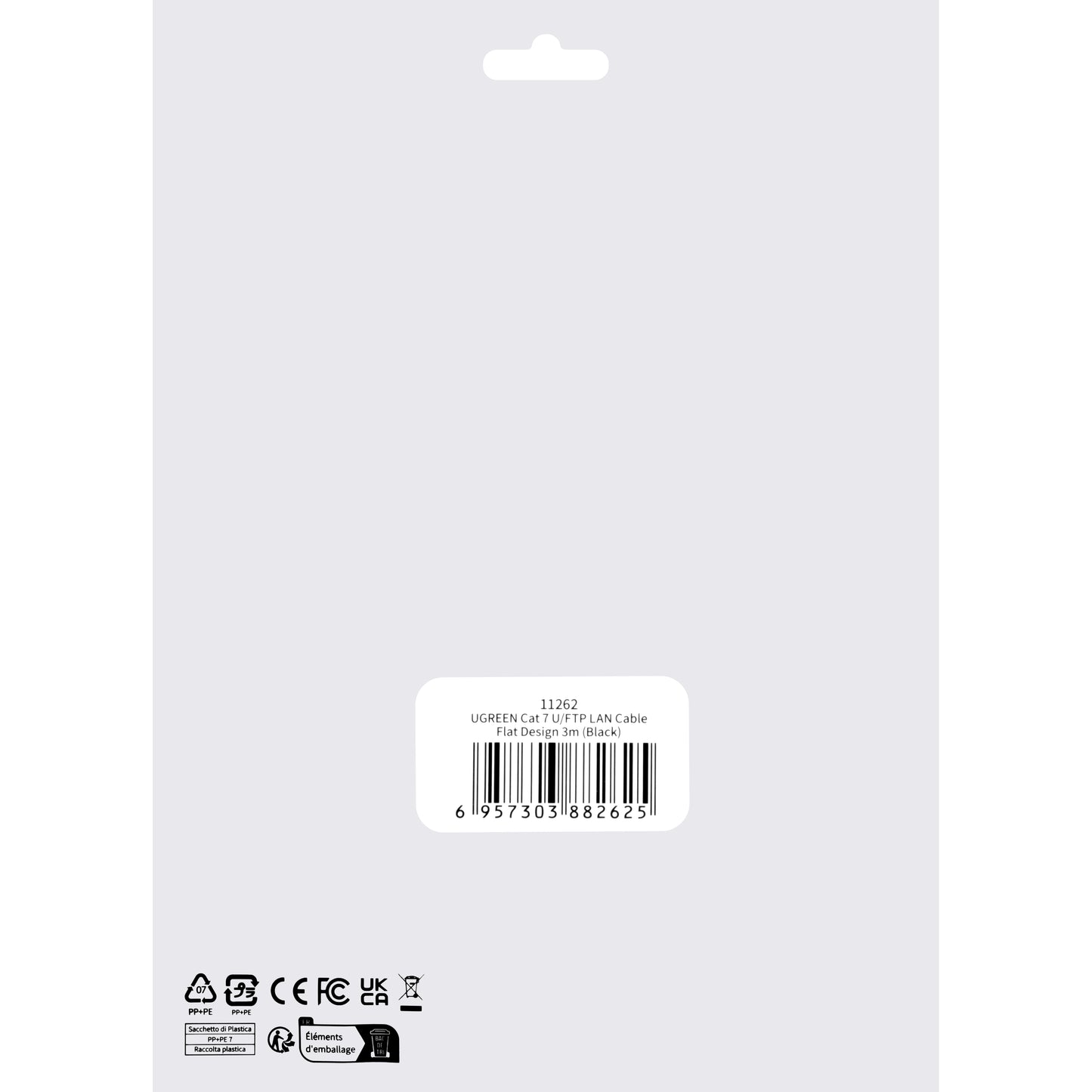 Mrežni kabel UGREEN NW106 Flat, UTP, Cat7, 3m, crni