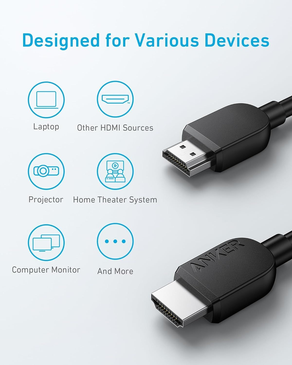 Video kabel Anker, HDMI - HDMI, 8K, 1.8m, Crni A8742011