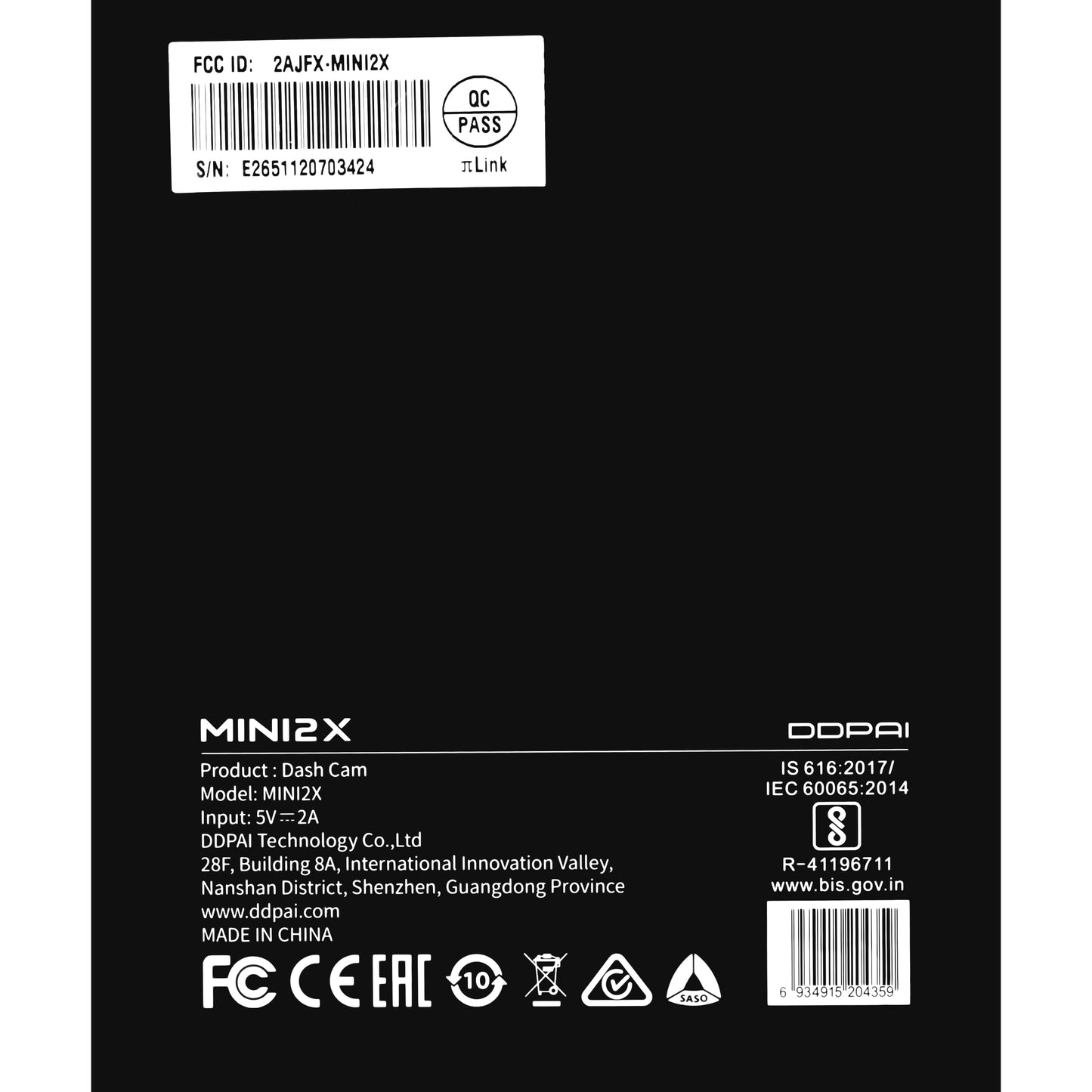 Auto kamera DDPAI MINI2X, 2K, Wi-Fi