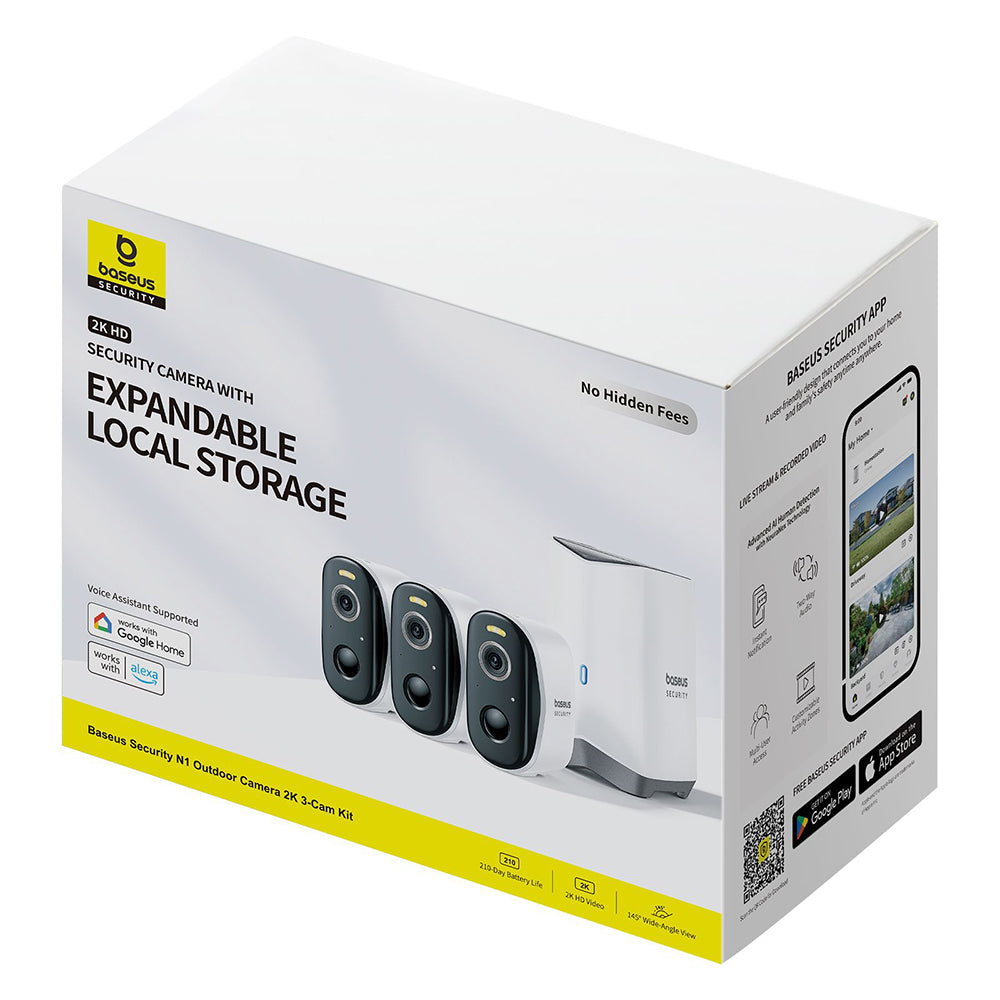 Kamera za nadzor Baseus N1, Wi-Fi, 2K, IP67, Vanjska, Set 3 komada S0TW022131