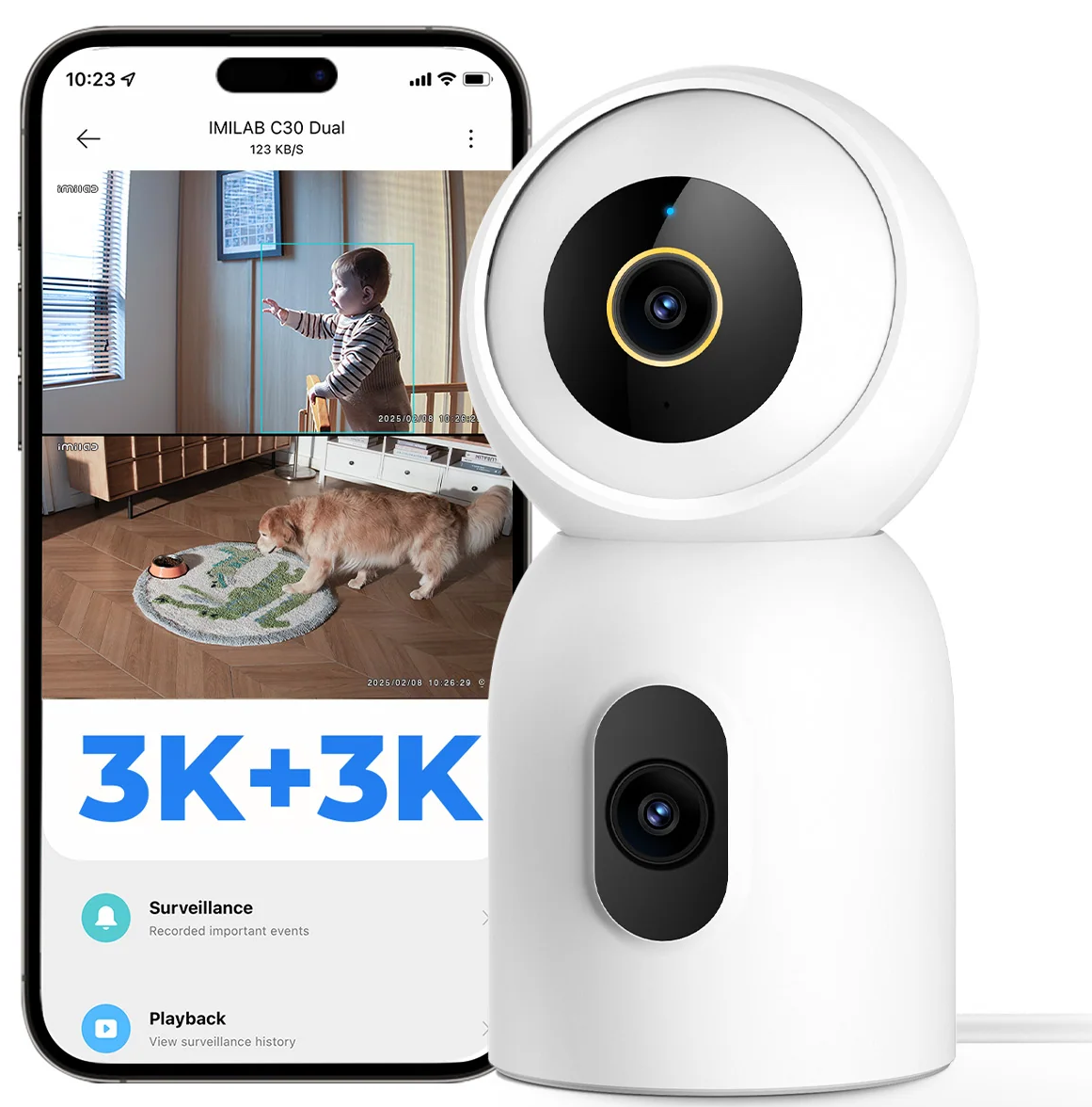 Nadzorna kamera iMILAB C30 Dual, Wi-Fi, 3K, unutarnja CMSXJ111A