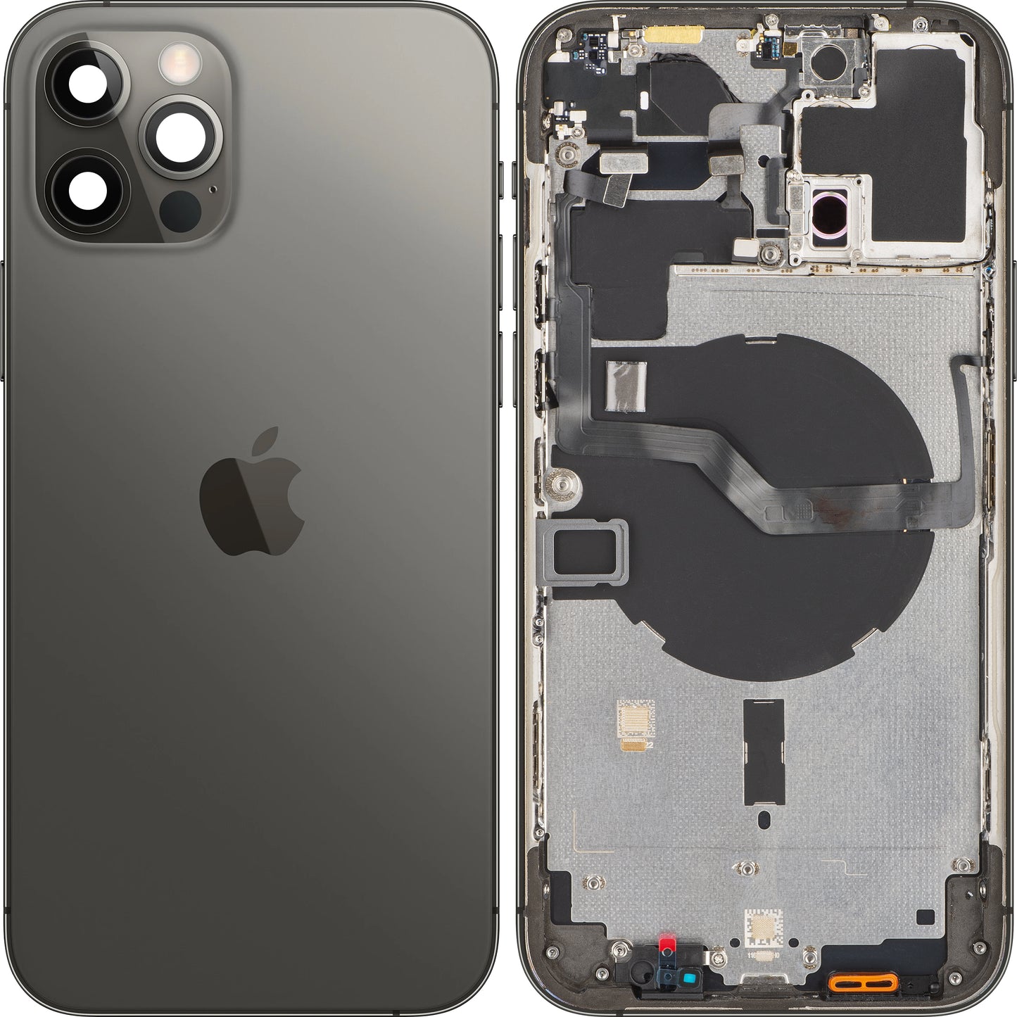 Stražnji poklopac baterije za Apple iPhone 12 Pro Max, srednji okvir, crni (grafit), zamjena