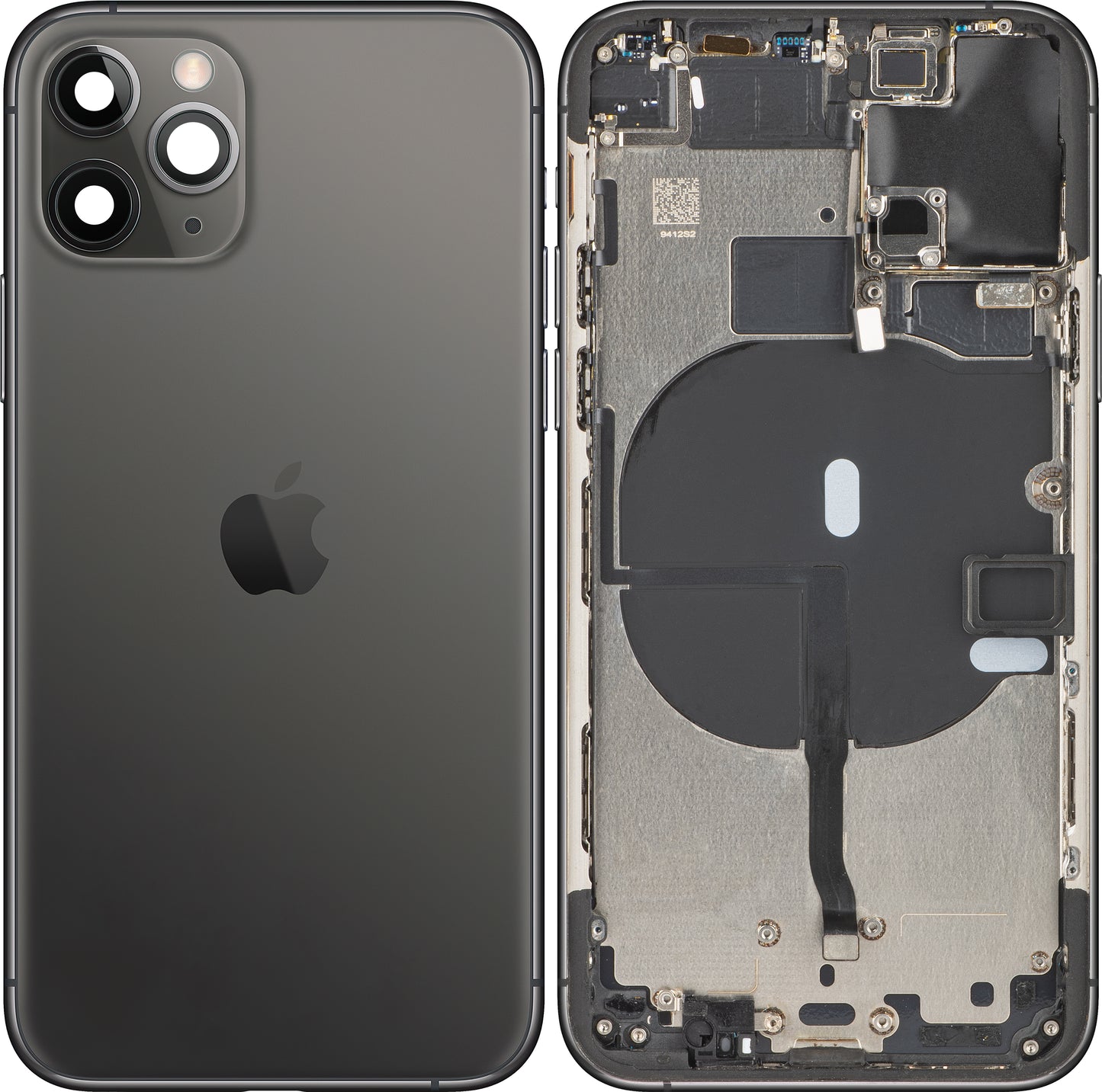 Poklopac baterije Apple iPhone 11 Pro, srednji kućište, crni (mat siva boja), zamjena (razred B)