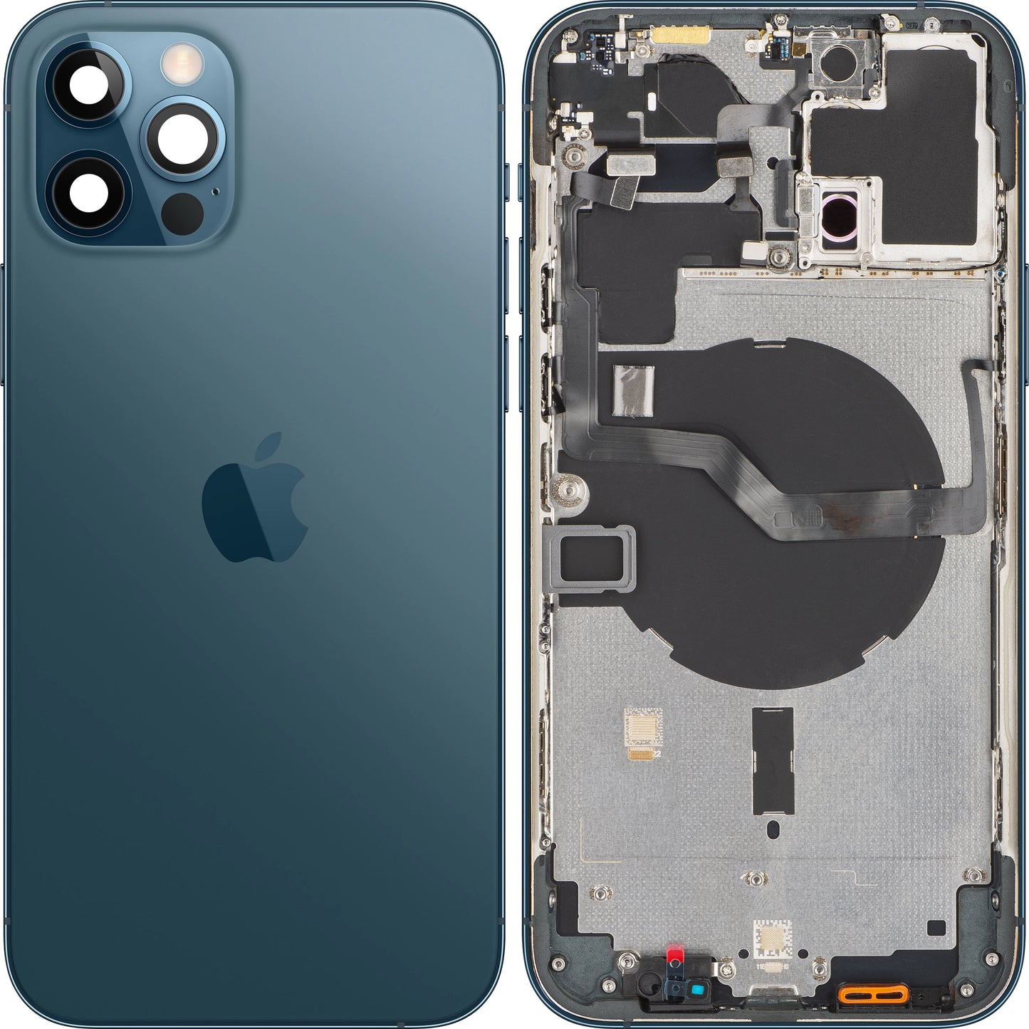 Stražnji poklopac baterije za Apple iPhone 12 Pro Max, srednji okvir, plava boja (Pacific Blue), zamjenski