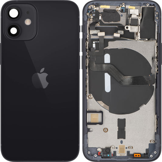 Stražnji poklopac baterije za Apple iPhone 12 mini, srednji okvir, crni, zamjenski