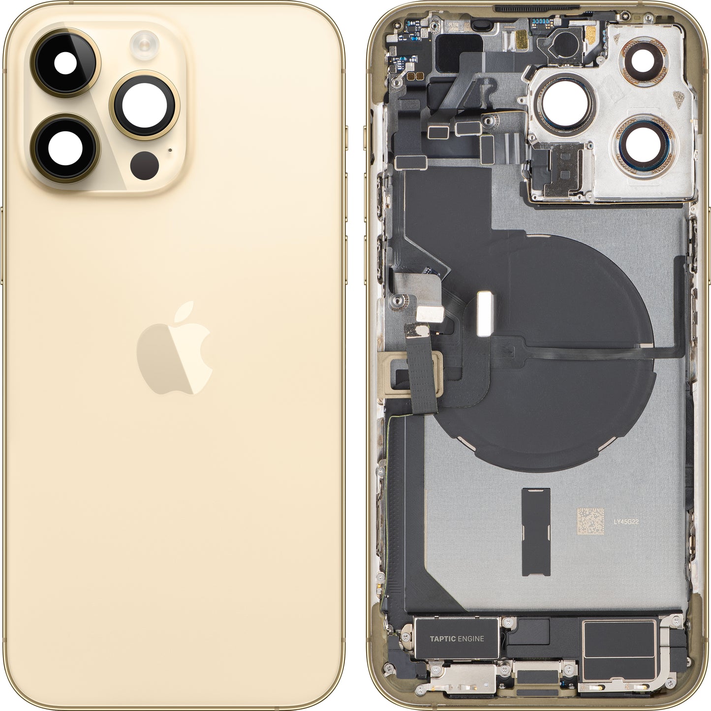 Poklopac baterije Apple iPhone 14 Pro Max, s kućištem u sredini, Komplet dijelova, Zlatni, Zamjena