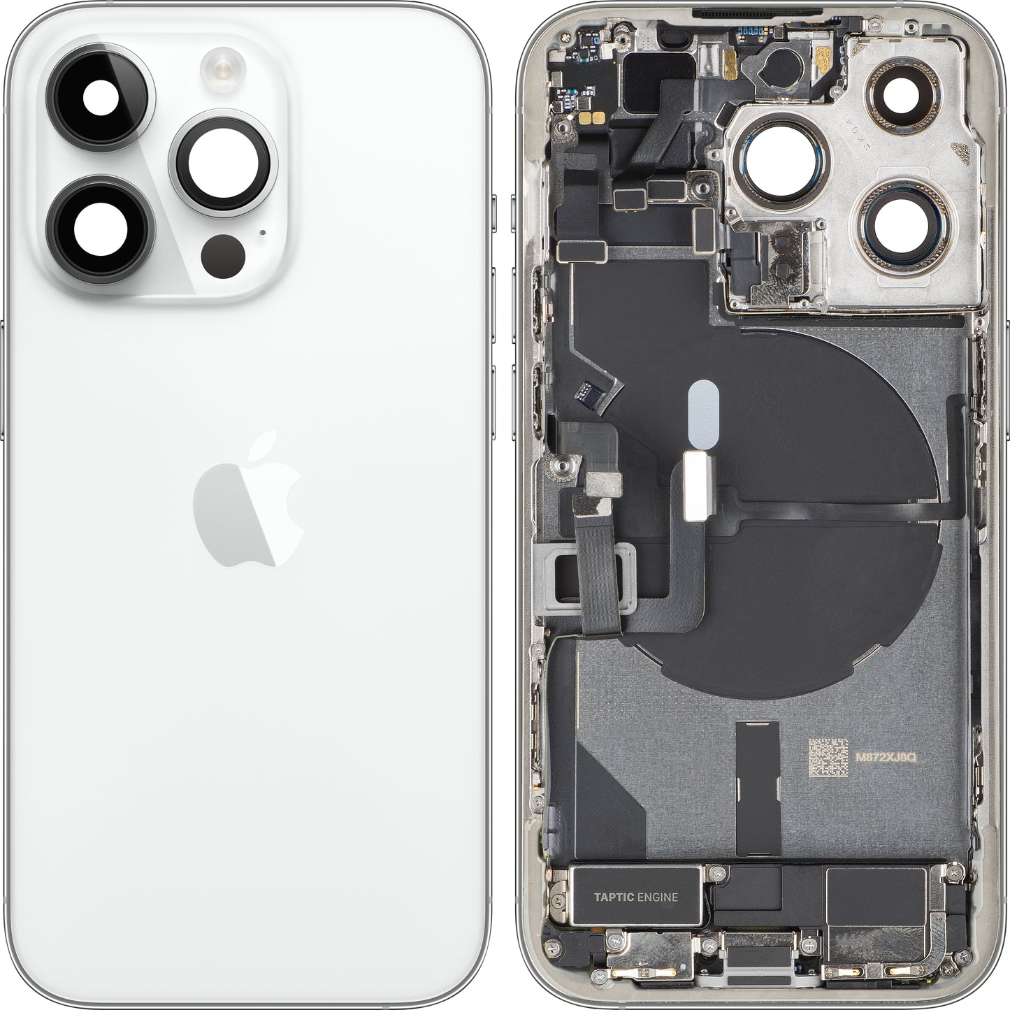 Poklopac baterije Apple iPhone 14 Pro, s kućištem u sredini, Kompletan, Srebrni, Zamjena