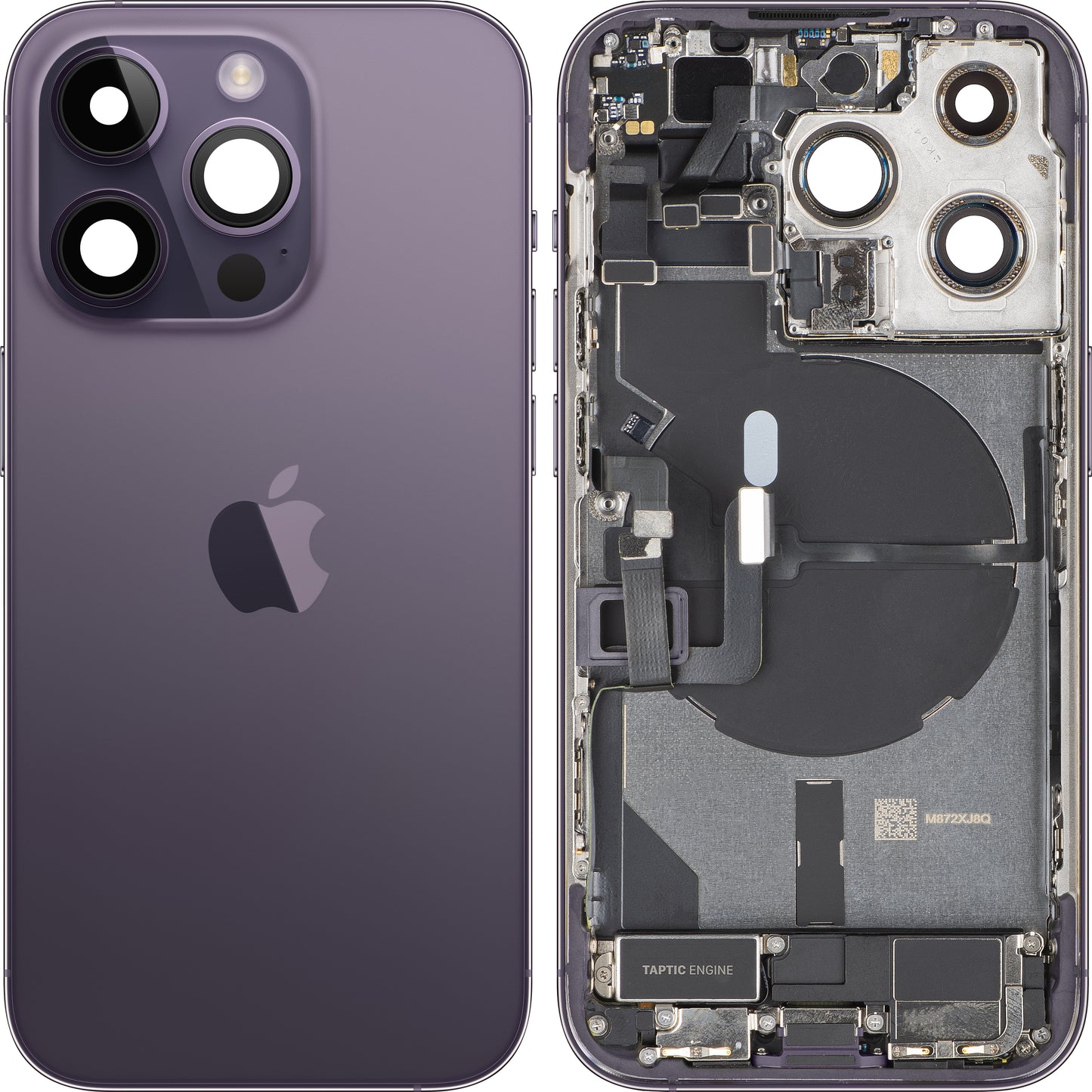 Poklopac baterije Apple iPhone 14 Pro, s kućištem u sredini, kompletni dijelovi, Ljubičasta (Deep Purple), Zamjena