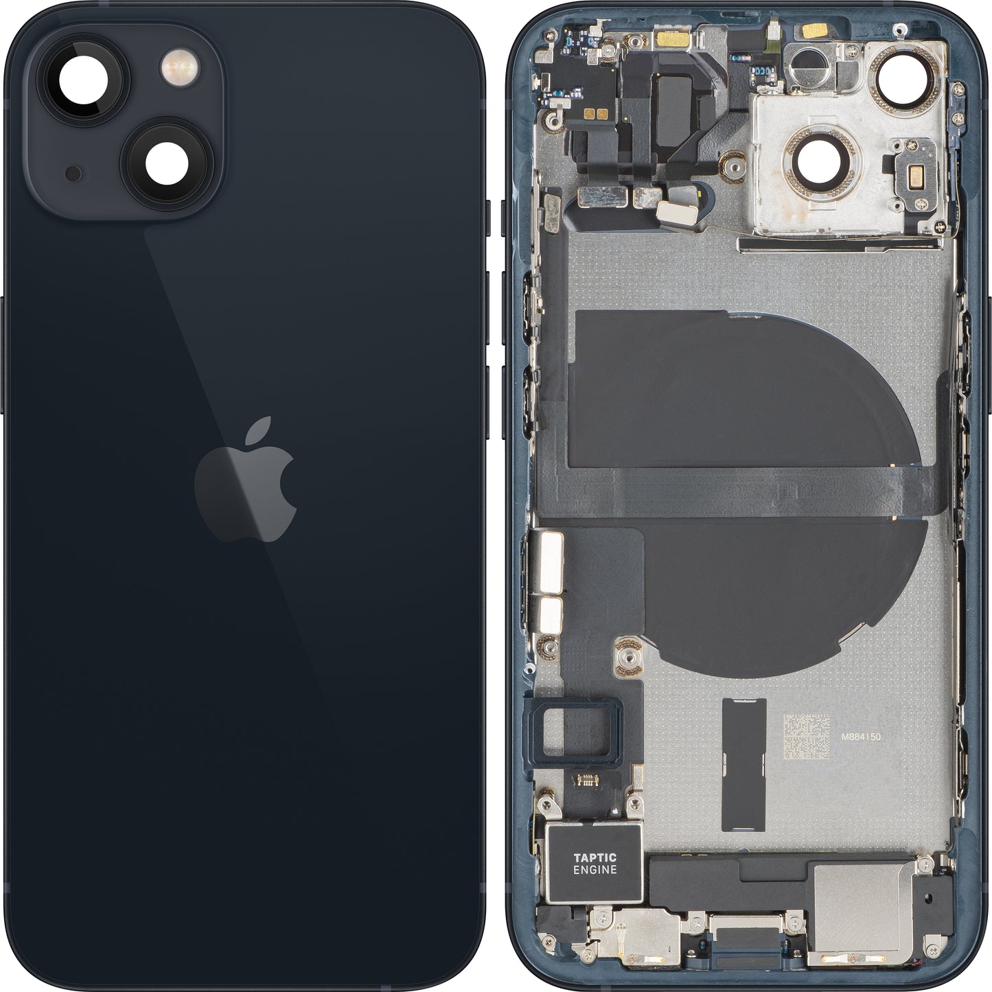 Poklopac baterije Apple iPhone 13, s kućištem sredine, kompletni dijelovi, crna (Midnight), zamjena