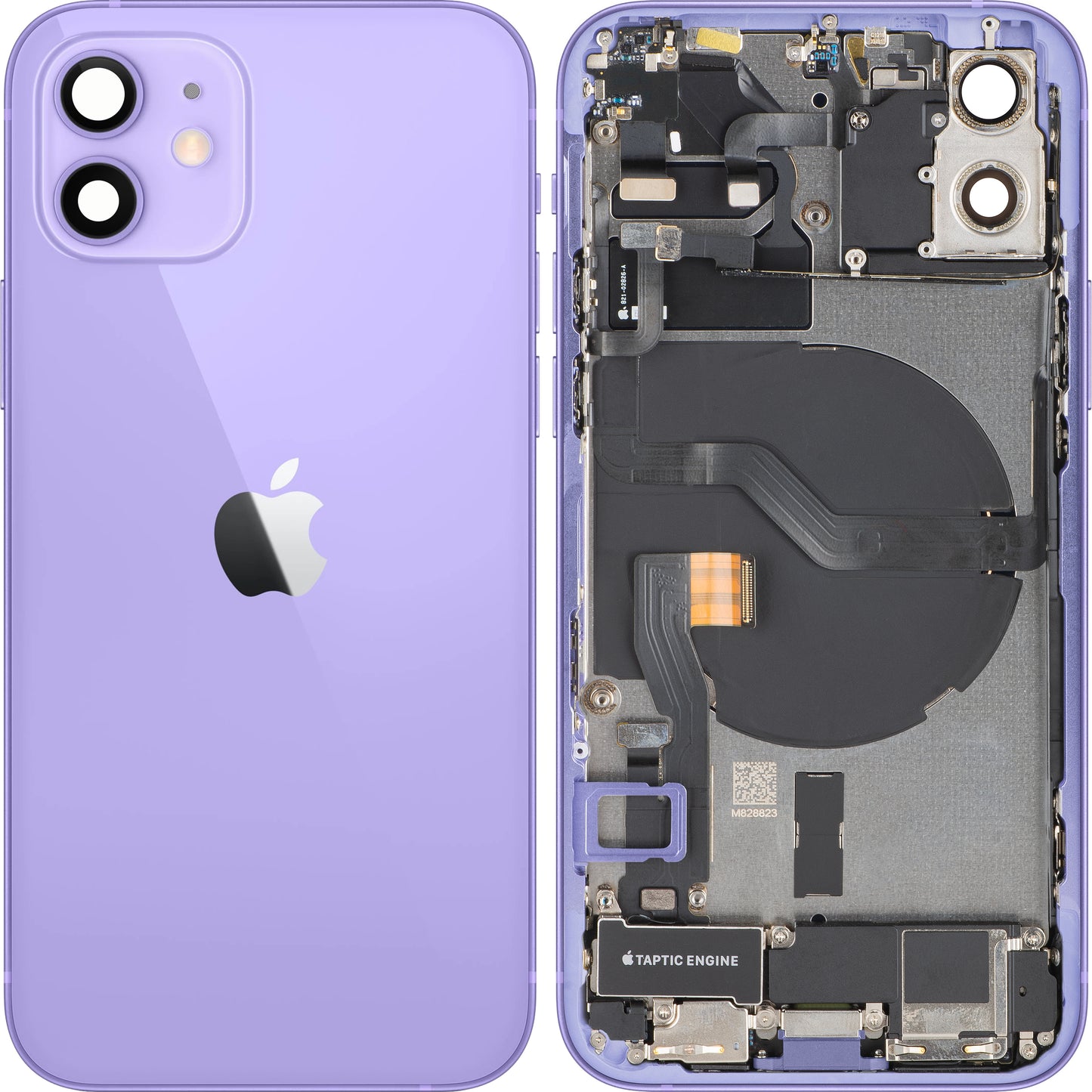 Poklopac baterije Apple iPhone 12, s kućištem u sredini, Komplet dijelova, Ljubičasta, Zamjena