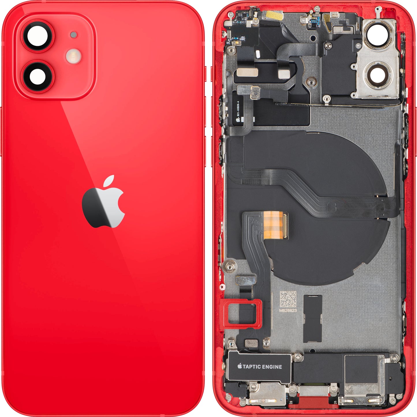 Poklopac baterije Apple iPhone 12, s kućištem u sredini, kompletni dijelovi, crvena, zamjena