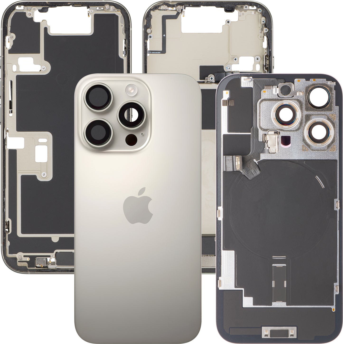 Poklopac baterije Apple iPhone 16 Pro, s kućištem u sredini, kompletni dijelovi, bež (Natural Titanium), zamjena