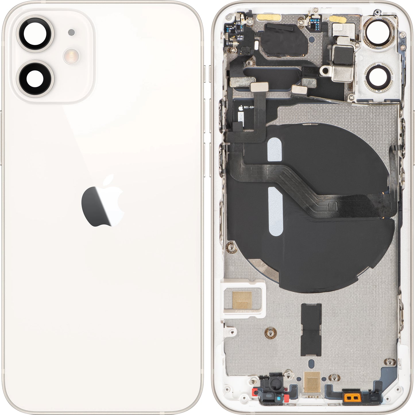 Poklopac baterije Apple iPhone 12 mini, s kućištem u sredini, bijeli, zamjena