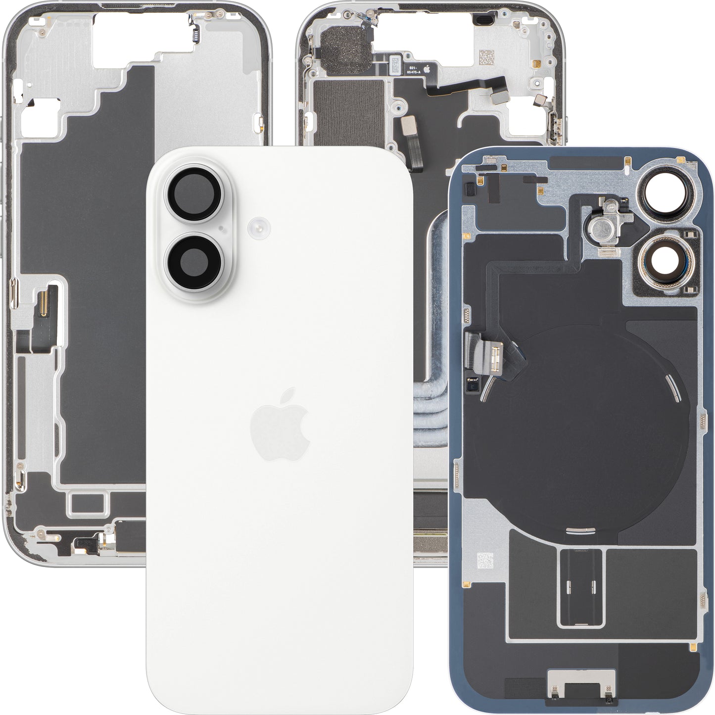 Poklopac baterije Apple iPhone 17, s kućištem u sredini, Komplet dijelova, Bijela, Zamjena