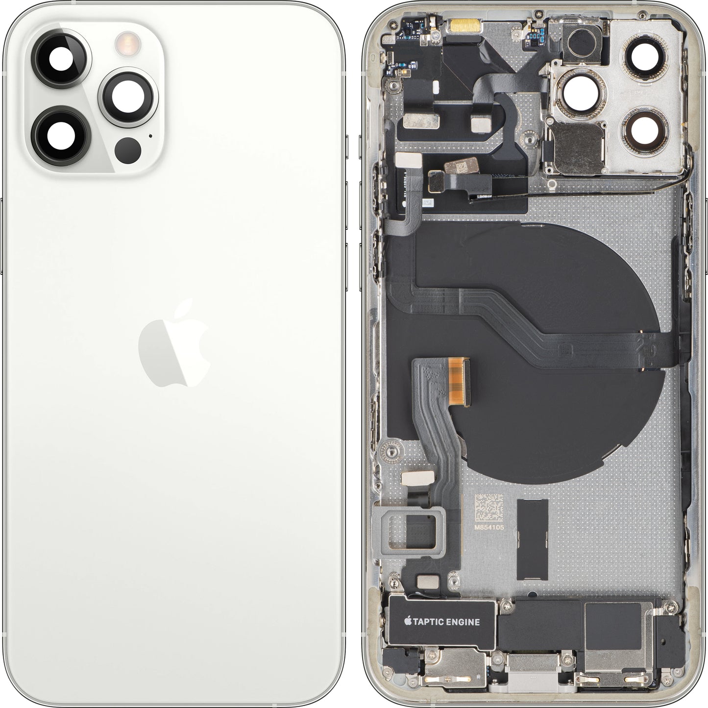 Poklopac baterije Apple iPhone 12 Pro, s kućištem sredine, kompletni dijelovi, srebrni, zamjena