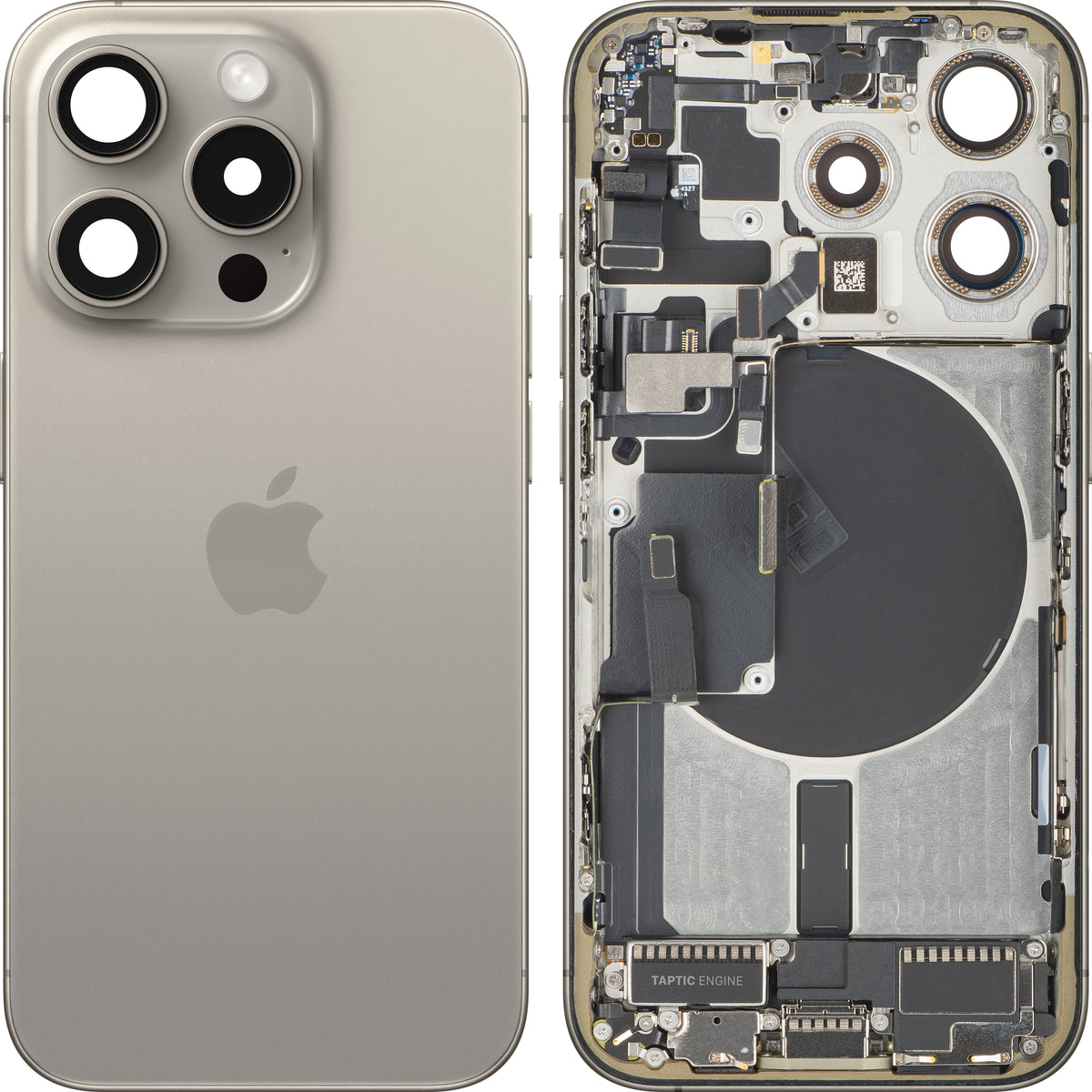 Poklopac baterije za Apple iPhone 15 Pro, sa srednjim kućištem, američka verzija, bež (prirodni titan), zamjenski dio