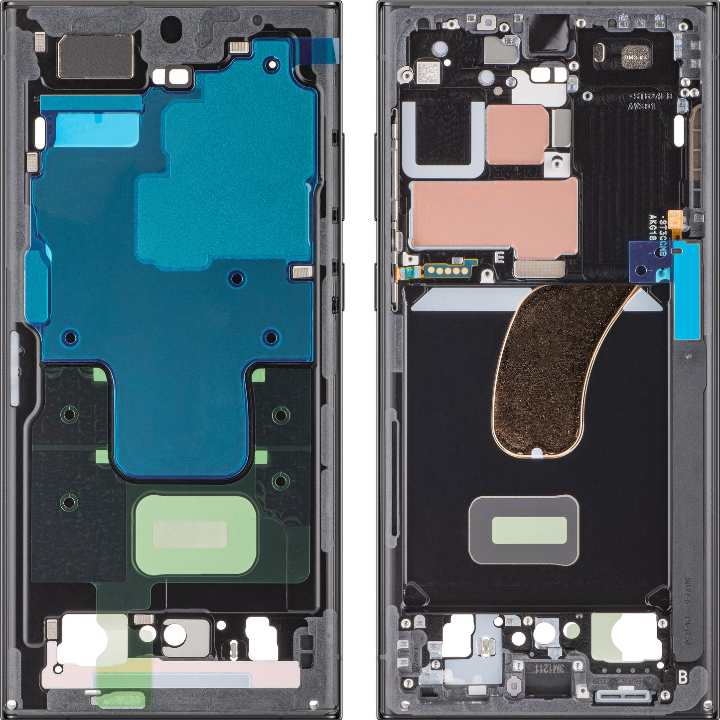Srednji okvir Samsung Galaxy S23 Ultra S918, Crni (Grafit), Servisni paket GH96-15833E