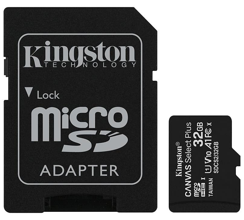 Memorijska kartica microSDHC Kingston Canvas Select Plus Android A1, 32Gb, Klasa 10 / UHS-1 U1, s adapterom SDCS2/32GB