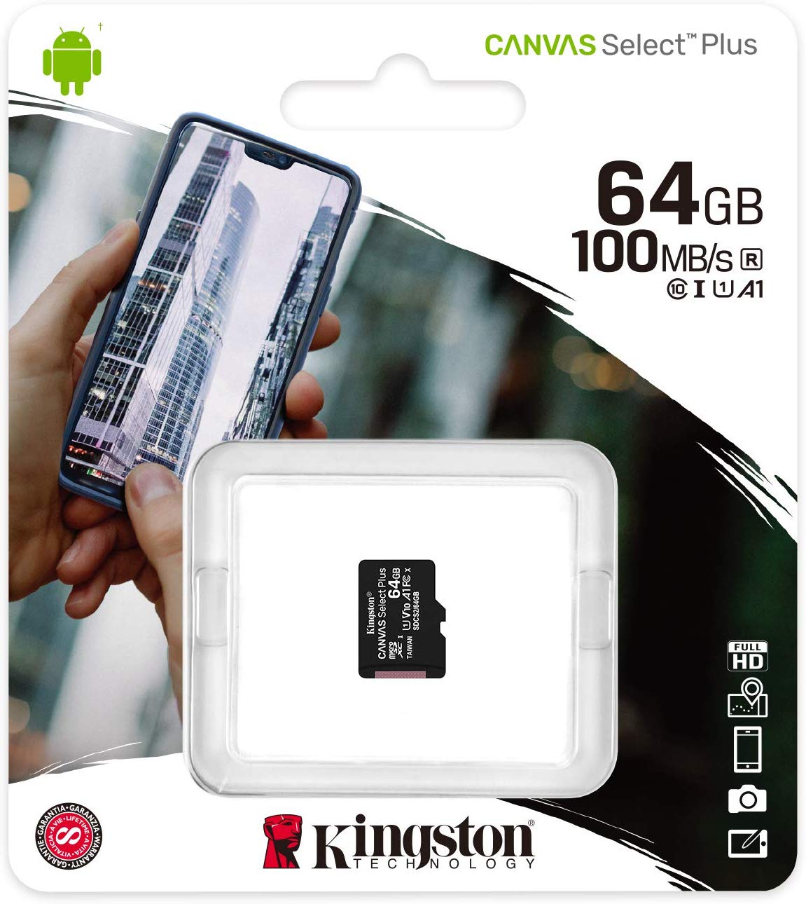 Memorijska kartica microSDXC Kingston Canvas Select Plus Android A1, 64Gb, Klasa 10 / UHS-1 U1 SDCS2/64GBSP