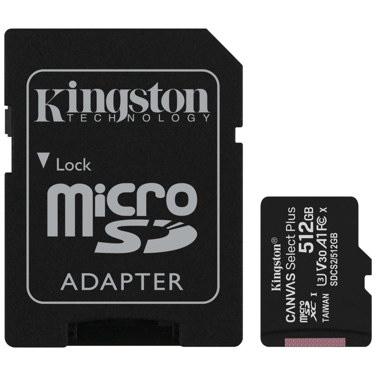 Memorijska kartica microSDXC Kingston Canvas Select Plus Android A1, 512Gb, Klasa 10 / UHS-1 U3, s adapterom SDCS2/512GB