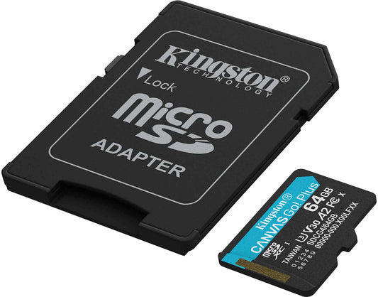 Memorijska kartica microSDXC Kingston Canvas Go Plus Android A2, 64Gb, Klasa 10 / UHS-1 U3, S Adapterom SDCG4/64GB