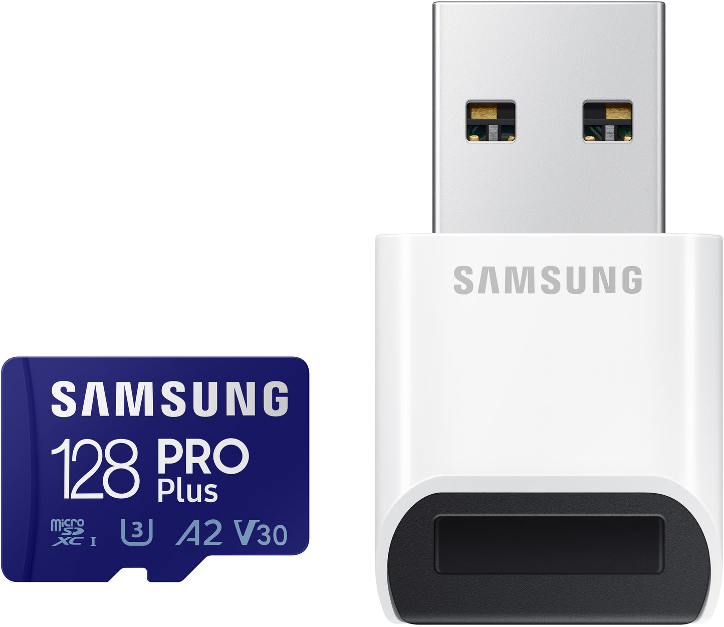 Memorijska kartica microSDXC Samsung PRO Plus, 128Gb, Klasa 10 / UHS-1 U3, S čitačem kartica i adapterom MB-MD128KB/WW