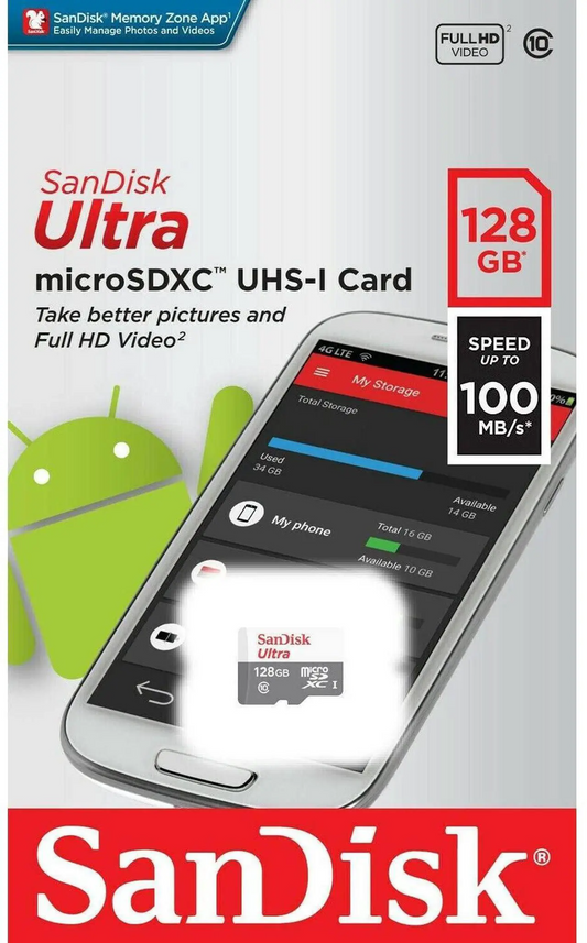 Memorijska kartica microSDXC SanDisk Ultra, 128Gb, Klasa 10 SDSQUNR-128G-GN3MN