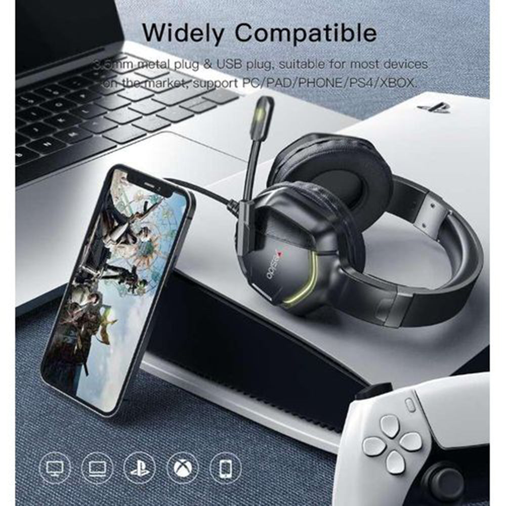 Slušalice za gaming 3.5mm Yesido EK01, RGB, 1.2m, Crne